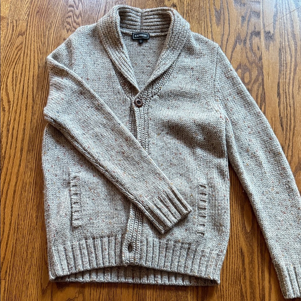 Express Beige Cardigan Sweater